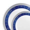 120-PACK OF Plate Set White Blue Silver Rim