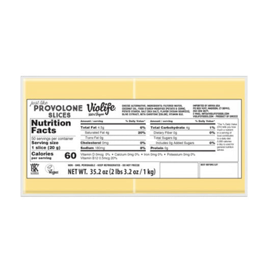 5-PACK OF Vegan Just Like Provolone Slices Violife (Vegan), 5 - 2.2 Lb