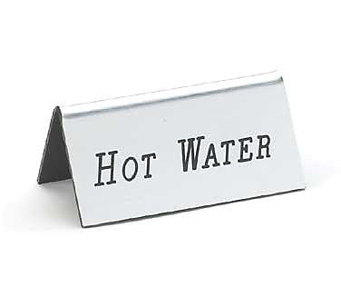 EA-PACK OF TABLE TENT "HOT WATER" SILVER