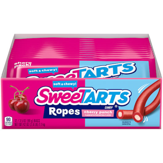 48-PACK OF Nestle Sweetart Cherry Punch Rope Sweetarts Candy, 4 - 12 - 3.5 Oz