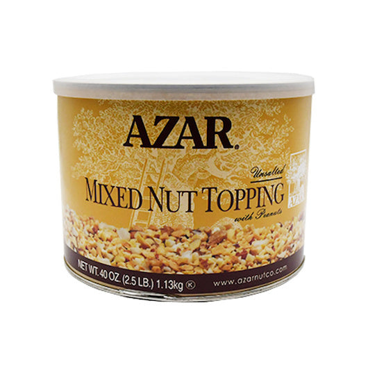 6-PACK OF Dry Roasted Unsalted With Peanut Mixed Nut Topping Azar, 6 - 2.5 Lb