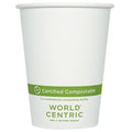 1000-PACK OF CUP HOT 12 oz World Centric Compostable White Paper Coffee Cups | 1000 count