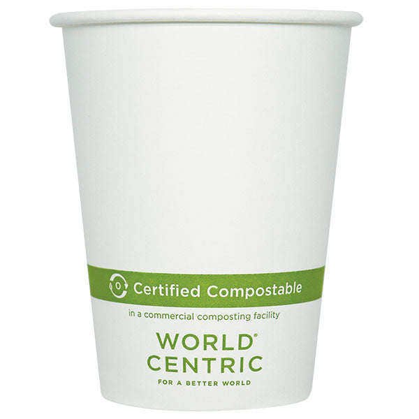 1000-PACK OF CUP HOT 12 oz World Centric Compostable White Paper Coffee Cups | 1000 count