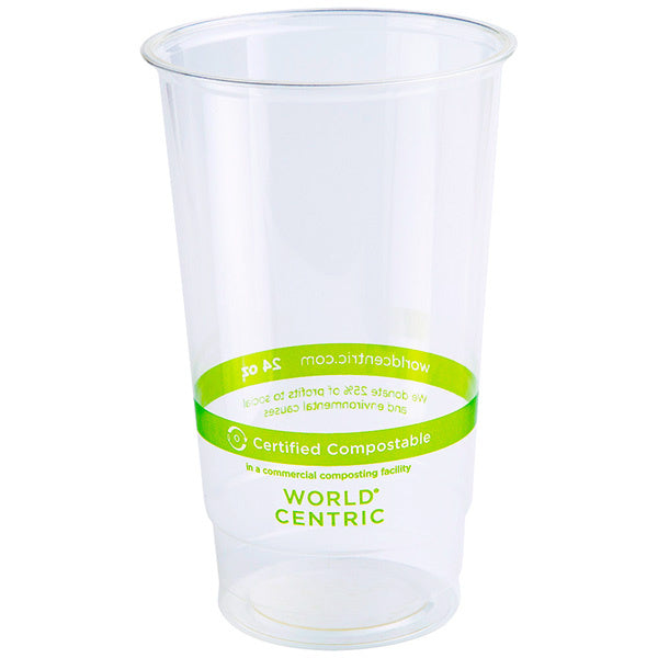 1000-PACK OF Cup Cold 24 oz World Centric Compostable PLA Cold Cups | 1000 count