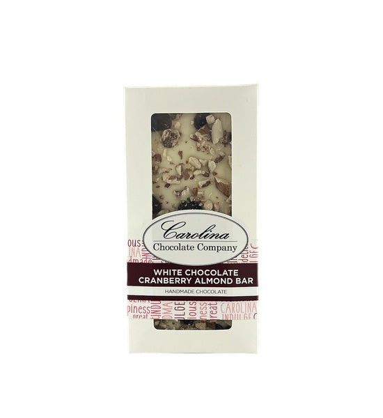 20-PACK OF Chocolate White Cranberry Almond Bar, Carolina Chocolate Company