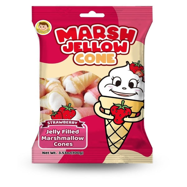 24-PACK OF Marsh Jellow Cone, Strawberry, 24/3.52 oz.