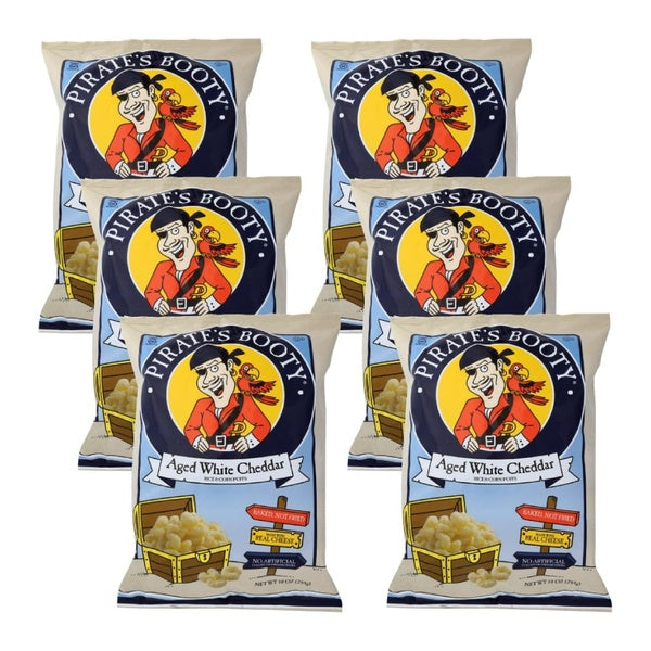6-PACK OF Snack Puff Pirate Booty White Cheddar Pirate Brands 10 oz