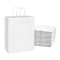 25-PACK OF Bag Paper 10x5x13 Inch 25 Count White 120 GSM Medium Prime Line Packaging Kraft Paper Bags with Handles, Shopping Bags for Small Business, Restaurant, Retail, Delivery, in Bulk