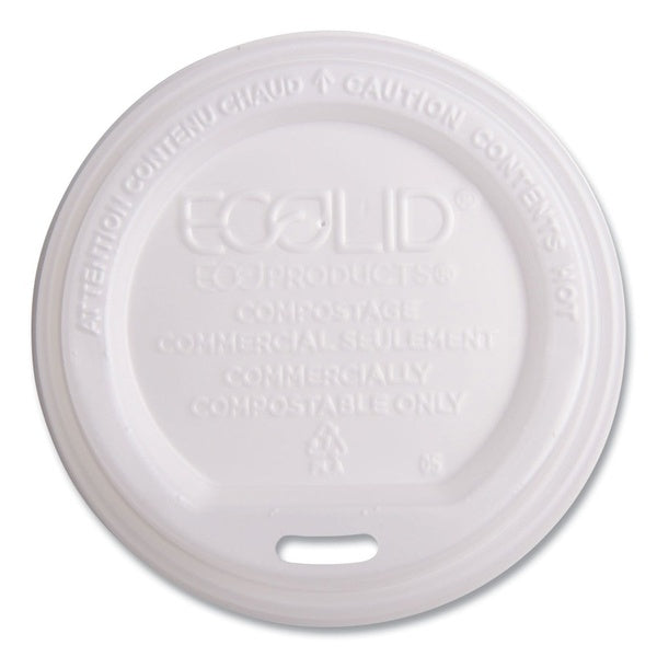800-PACK OF Lid Plastic EcoLid Renewable and Compostable Hot Cup Lid - 10 to 20 oz, White - 800 Count