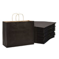 50-PACK OF Bag Paper 16x6x12 Inch 50 Count Black 120 GSM Large Prime Line Packaging Kraft Paper Bags with Handles, Shopping Bags for Small Business, Restaurant, Retail, Delivery, in Bulk