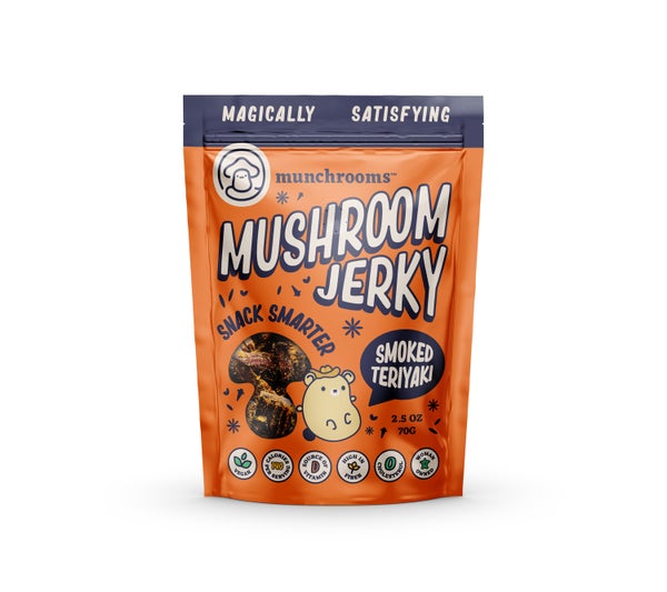 12-PACK OF Plant Based Jerky Shiitake Mushroom Smoked Teriyaki Munchrooms