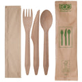 500-PACK OF Eco-Products EP-S215 Natural Wooden Cutlery Set - Fork, Knife, Spoon, and Napkin - 500 Count Carton for Sustainable Dining