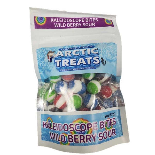 24-PACK OF Candy Freeze Dried Kaleidoscope Bites Sour Wild Berry, Lumberjack's Arctic Treats