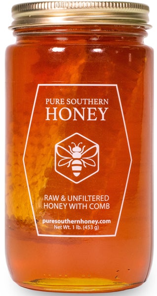 12-PACK OF Honey Raw & Unfiltered with Comb, Pure Southern Honey