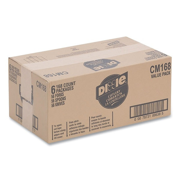 168-PACK OF Dixie CM168 Disposable Plastic Cutlery Combo Pack - Heavy-Weight Forks, Knives & Spoons - 168 Count - Perfect for Events and Gatherings