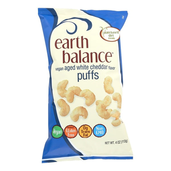 12-PACK OF Snack Puff Vegan Aged White Cheddar Earth Balance 4 oz
