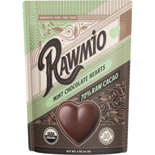 18-PACK OF Candy Chocolate Mint Raw Chocolate Hearts - 1 case