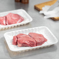 500-PACK OF Plate Black Karat Earth 8.5”x6” Mineral Filled PP Meat Tray, Rectangular, White - 500 pcs
