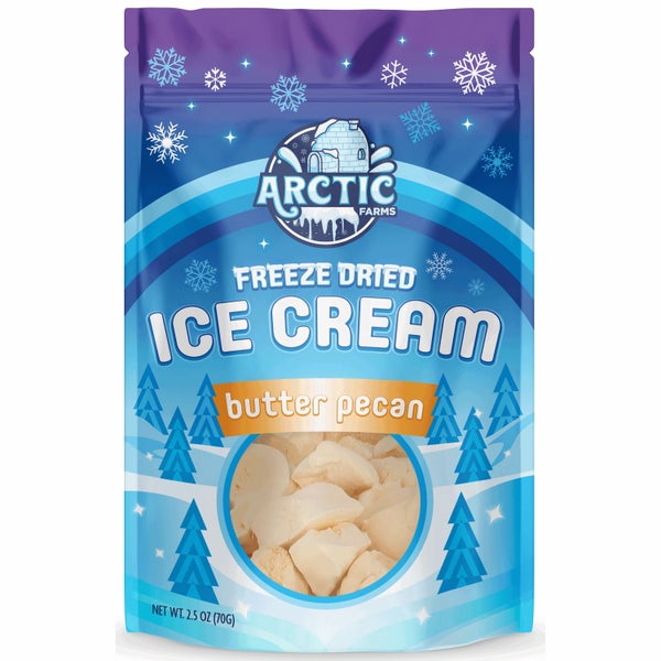 12-PACK OF Candy, Freeze Dried Ice Cream - Butter Pecan, Arctic Farms