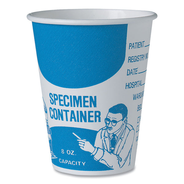 1000-PACK OF SOLO SC378-3008 8 oz Paper Specimen Cups - Blue/White (50/Sleeve, 20 Sleeves/Carton)