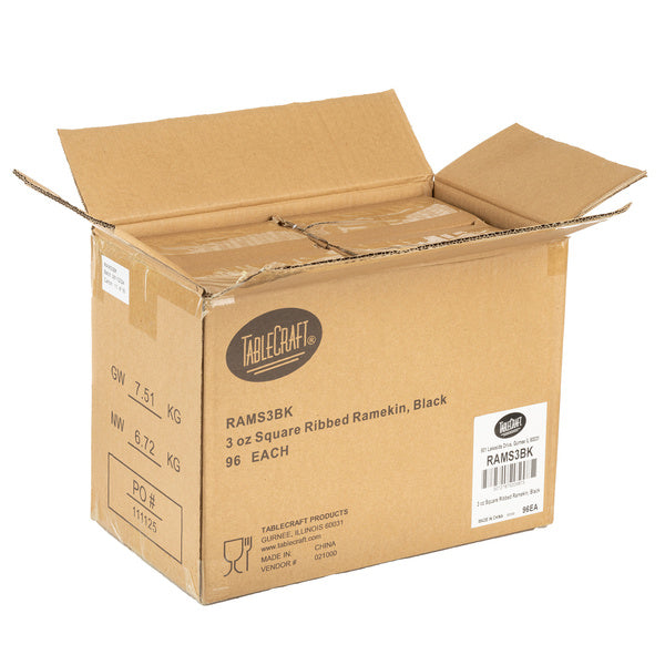 12 CT-PACK OF RAMEKIN MELAMINE RIBSQ BLK 3OZ