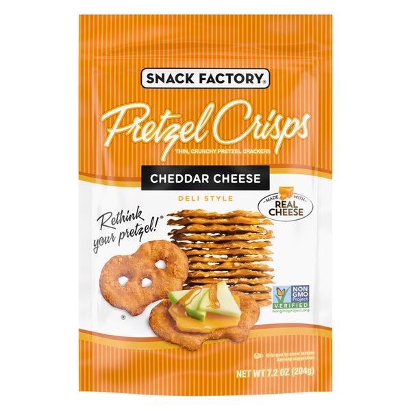 12-PACK OF Pretzel Chip Cheddar Cheese Pretzel Crisps 7.2 oz