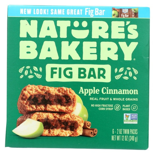 6-PACK OF Breakfast Bar Apple Cinnamon Natures Bakery 12 oz
