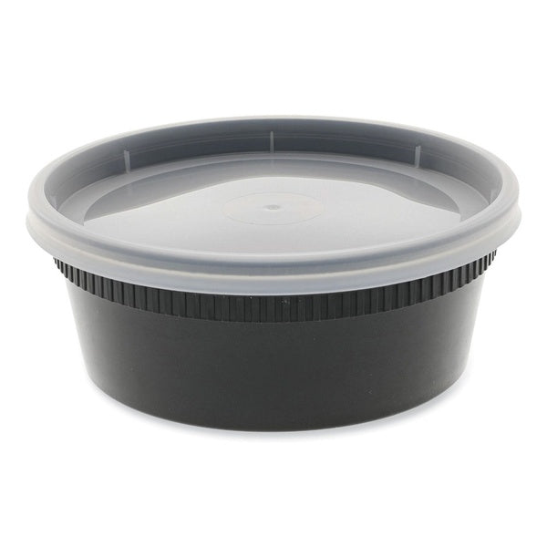 240-PACK OF Container Plas Pactiv Corp. YL2508B Newspring 8 oz. Black/Clear Plastic Microwavable Container - 240 Count, Perfect for Food Storage and Meal Prep