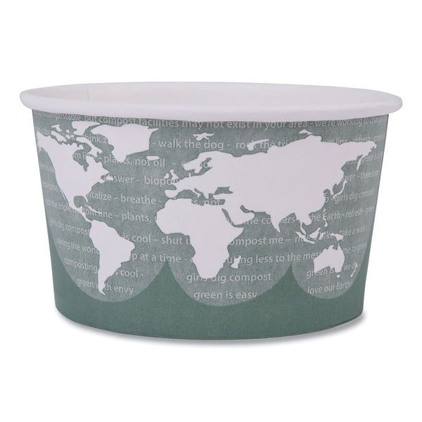 500-PACK OF Container Cmpstbl Eco-Products EP-BSC12-WA 12 oz World Art Compostable Paper Food Containers - Green - 500 Count