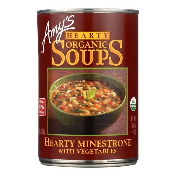 12-PACK OF Soup Vegetable Minestrone Hearty Organic Amys 14.1 oz