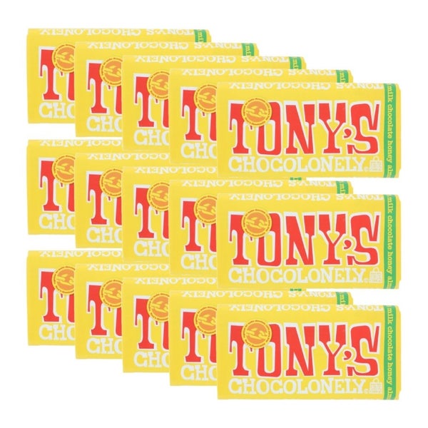 15-PACK OF Chocolate Bar Milk Chocolate Honey Almond Nougat Tony's Chocolnl Choc Bars 6.35 oz