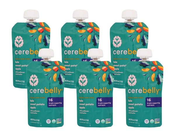 6-PACK OF Puree Apple Organic Kale Sweet Potato Cerebelly 4 oz