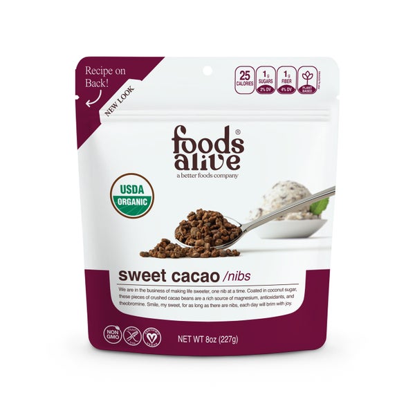 6-PACK OF Cacao Nibs Sweet, Foods Alive