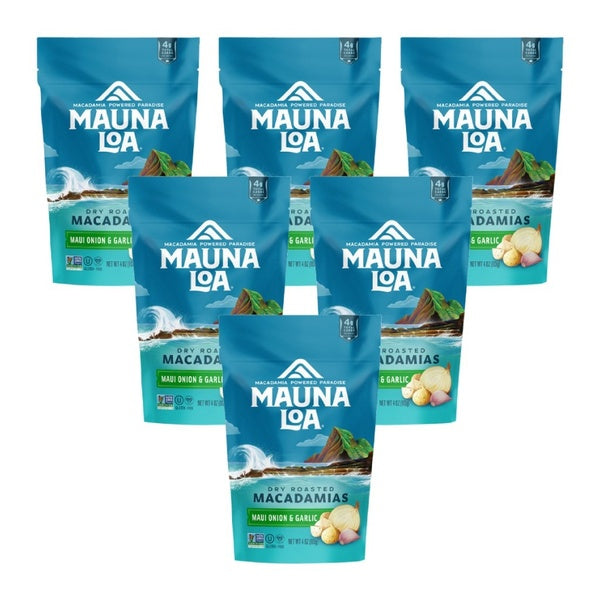 6-PACK OF Nut Macadamia Onion Garlic Mauna Loa 4 oz
