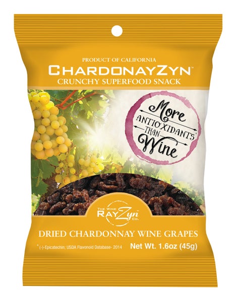 12-PACK OF Snack Raisin ChardonayZyn Dried Chardonnay Wine Grapes, Wine Rayzyn