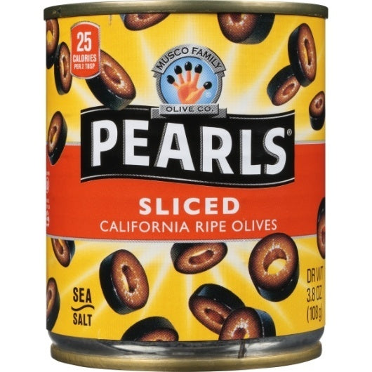 12-PACK OF Sliced Black Olives Canned Pearls (Musco Family), 12 - 3.8 Oz