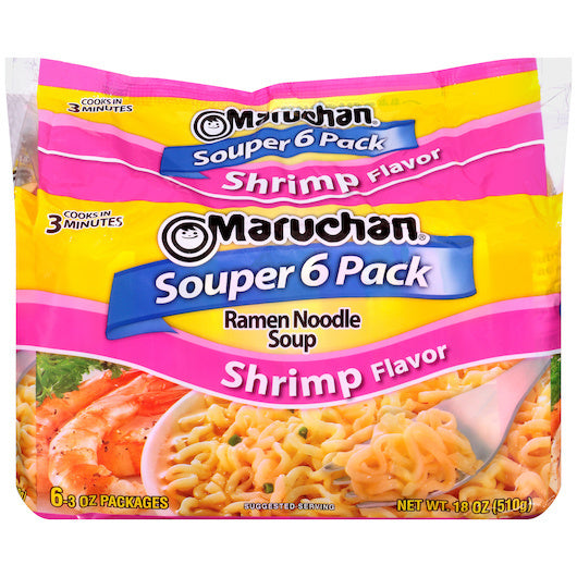 4-PACK OF Shrimp Flavored Ramen Noodle Soup Maruchan Inc, 4 - 18 Oz