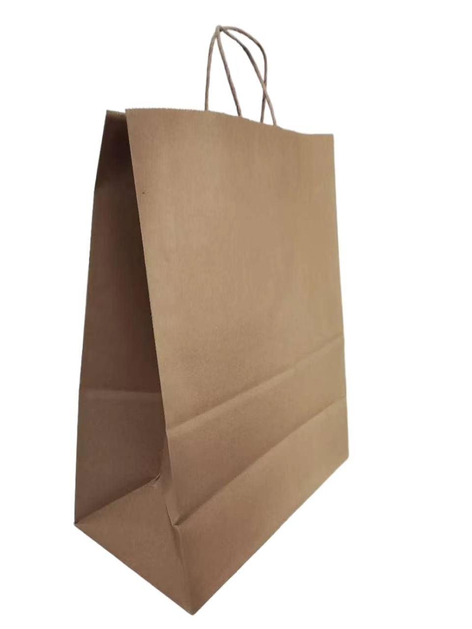 250-PACK OF Bag Paper 12"x7"x14" Natural Kraft Paper Take-Out Bag with Handles-250/Case