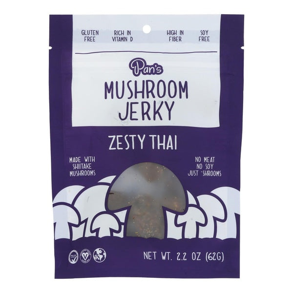 6-PACK OF Plantbased Jerky Mushroom Zesty Thai Pan's 2.2 oz