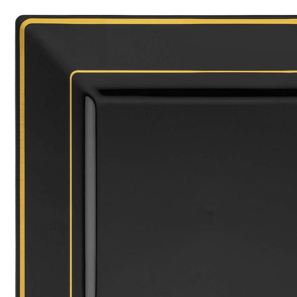 12-PACK OF Plate Salad 6.5" Black Gold Edge