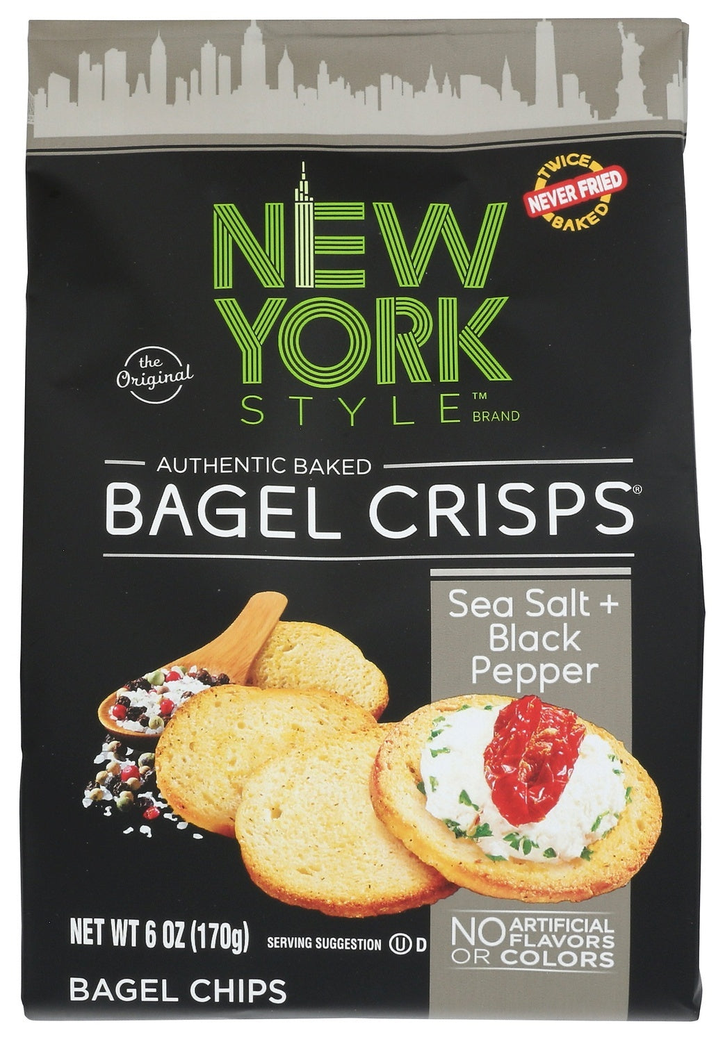 6-PACK OF SNACK CHIP BAGEL, SEA SALT BLACK PEPPER