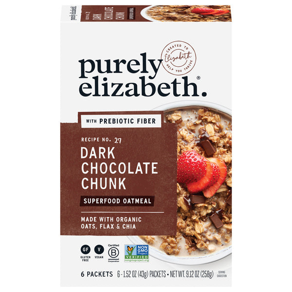 6-PACK OF Breakfast Oatmeal Dark Choc Purely Elizabet 9.12 oz