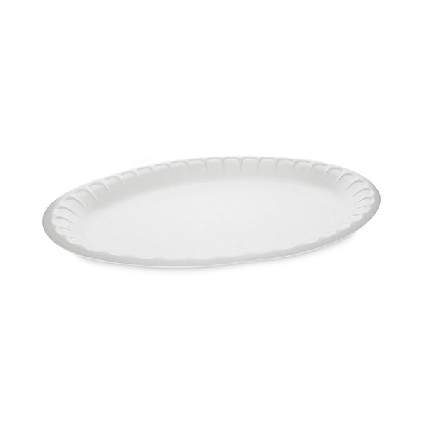 500-PACK OF Platter Oval Pactiv Corp. YTH100430000 Placesetter Oval Platter - 11.5 x 8.5 Inch Non-Laminated Foam Dinnerware in White (500 Count)