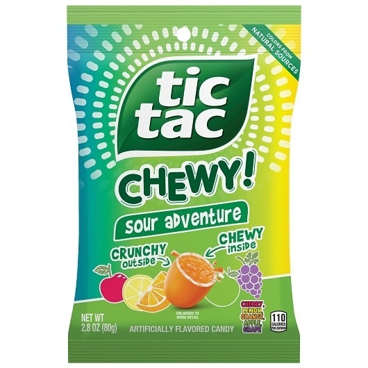 12-PACK OF Chewy Small Peg Bag Sour Adventure Tic Tac, 12 - 2.8 Oz