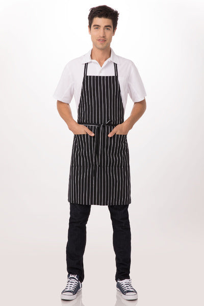 34X27"-PACK OF APRON BIB BLK CHALKSTRIPE