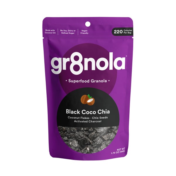60-PACK OF Cereal Granola Black Coco, Chia, Mini, Vegan Friendly, 60 x 1.75 oz Pouch