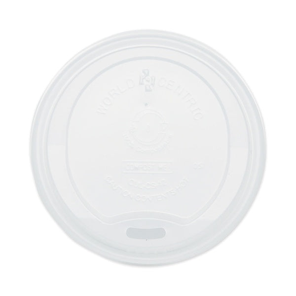 1000-PACK OF Lid Cmpstbl World Centric PLA Compostable Lids for Hot Beverage Cups - 10 oz. to 20 oz. - Eco-Friendly White (1000 Count)