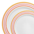 120-PACK OF Plate Set White Red Gold Rim