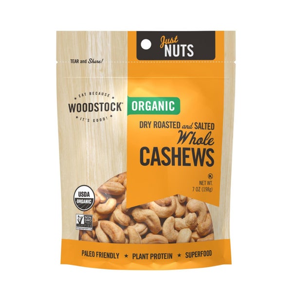 8-PACK OF Cashew Whole Raw Roasted And Salted Woodstock 7 oz