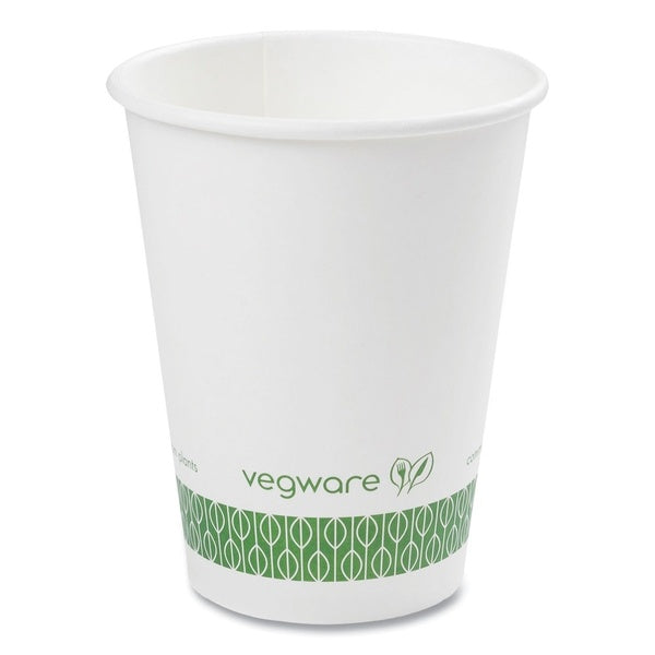 1000-PACK OF Cup Paper Vegware LV-12G 12 oz Paper Hot Cup - Eco-Friendly White/Green Design (1000 per Carton)